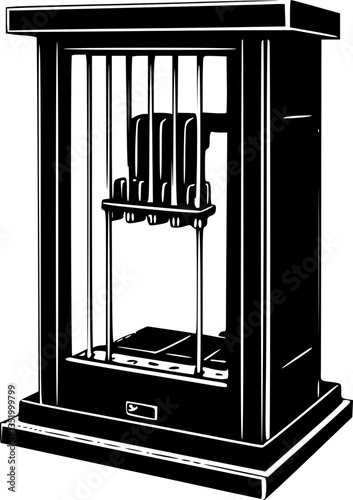 Guillotine Old-Fashioned Execution Device Black and White Historic Vintage Engraving Style Detailed Illustration for History Artwork photo