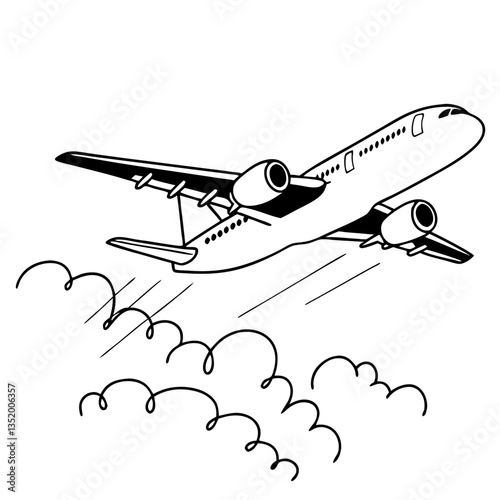 Vector Illustration of Airplane in Flight Ideal for Design and Educational Materials