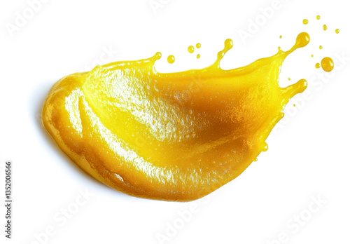 Yellow Liquid Splash Isolated on White
