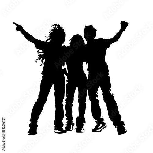 Silhouette of Friends Celebrating Vector Art for Posters and Graphic Design