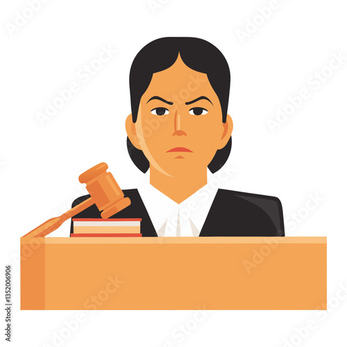 Serious Female Judge Vector Illustration for Legal and Educational Use