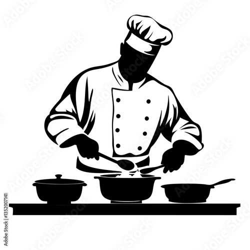 Chef Cooking Illustration Culinary Vector Art for Recipe Books and Kitchen Decor