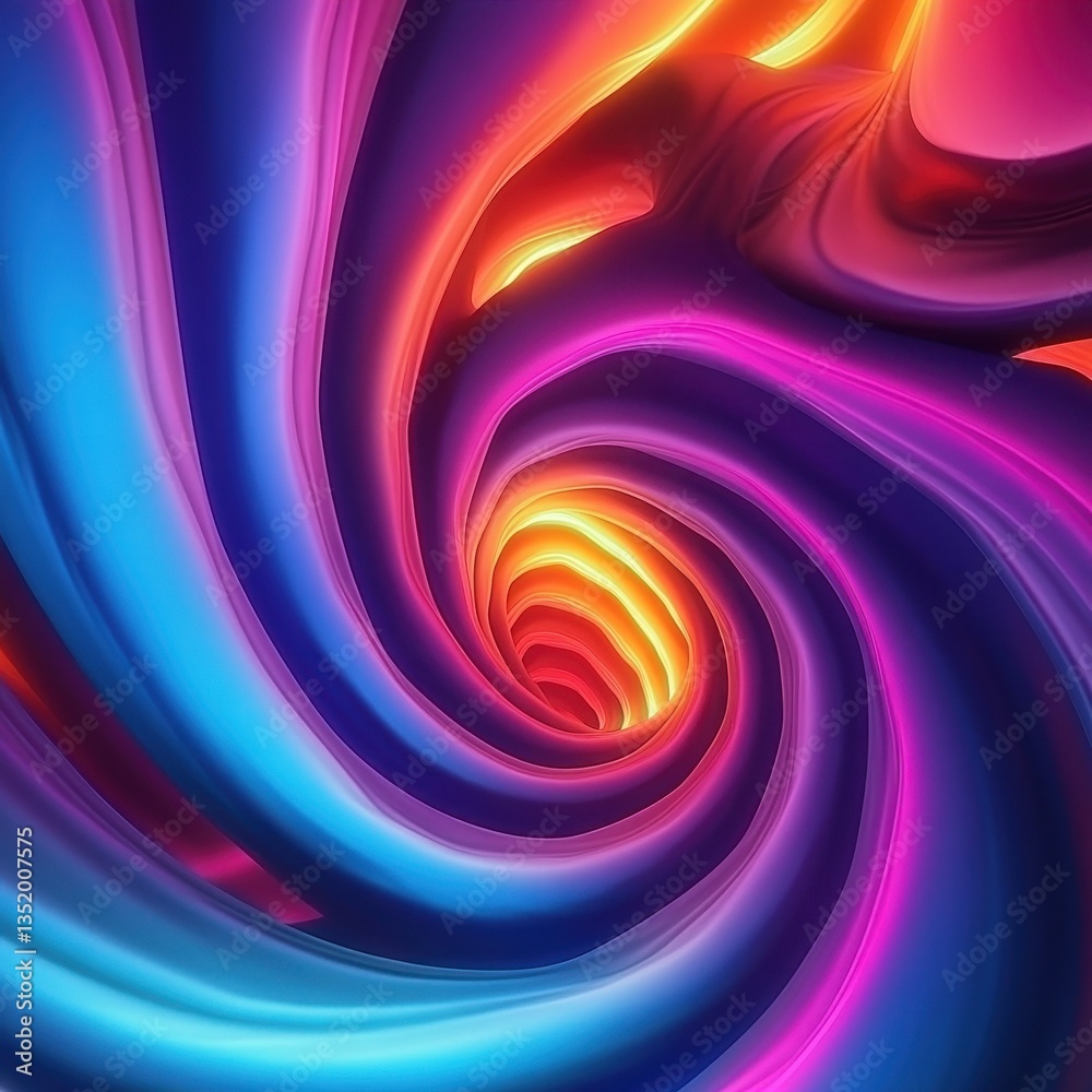 A vibrant swirl of colorful light emitting from the center A vibrant swirl of colorful light emitting from the center