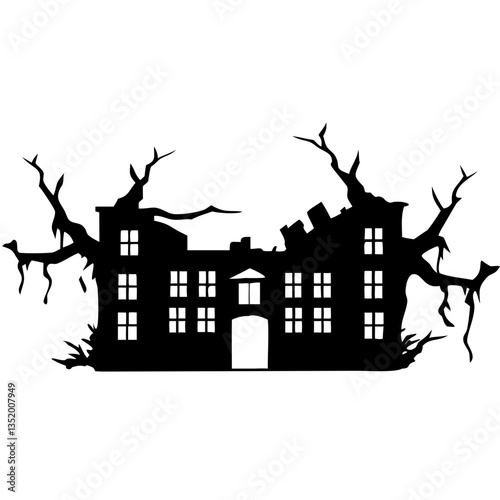 Haunted House Silhouette Spooky Halloween Vector Art for Decorations and Invitations