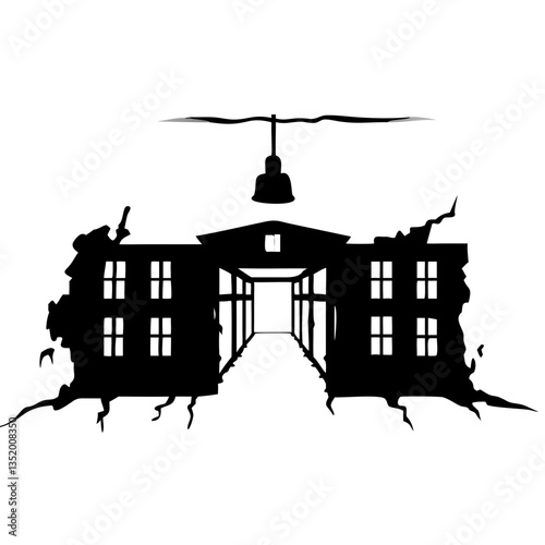 Abandoned Haunted House Silhouette Vector for Halloween Decor and Spooky Themes