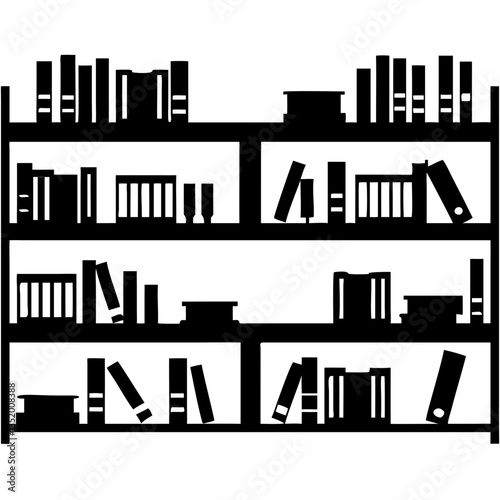 Vector Illustration of Bookshelf Silhouette for Office and Study Room Decor