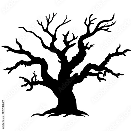 Spooky Bare Tree Silhouette Vector for Halloween Designs and Artistic Projects