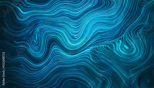 Fondo de líneas psicodélicas de tonos azules. Líneas sinuosas imitando el fondo del mar. 