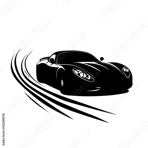 Sleek Sports Car Silhouette Vector Illustration for Design and Decoration