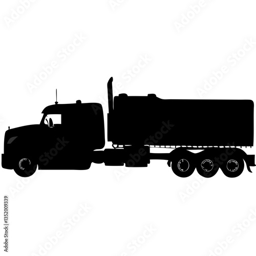 Silhouette Large Tanker Truck Vector Illustration for Logistics and Transportation Design