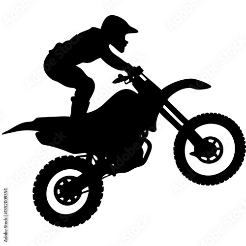 Motocross Rider Silhouette Jumping Off-Road Bike Vector Art for Sports Design