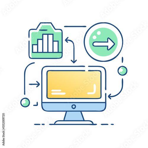 Computer icon, symbol of technology and the digital world