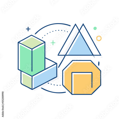 Geometric shapes icon, symbol of mathematics and visual learning