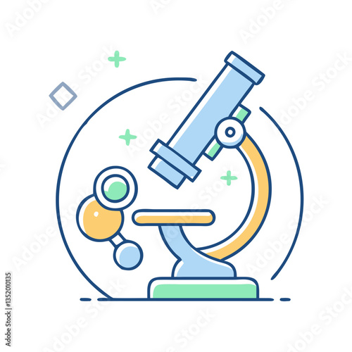 Microscope icon, symbol of scientific research and lab work