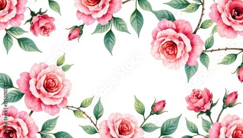 Wallpaper Mural Delicate watercolor roses & leaves, repeating seamlessly , background, petal Torontodigital.ca