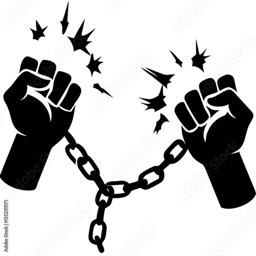 Powerful Symbol of Freedom Breaking Chains Vector for Activism and Awareness Design