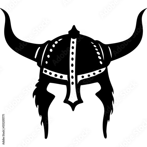 Viking Warrior Helmet Vector Illustration for Design and Crafts