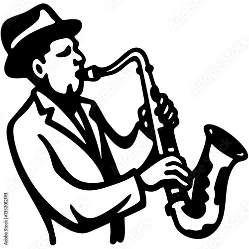 Jazz Musician Saxophone Player Vector Silhouette for Artistic Projects