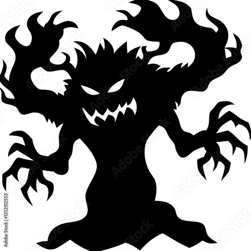 Spooky Shadow Monster Silhouette with Claws for Halloween and Horror Themes