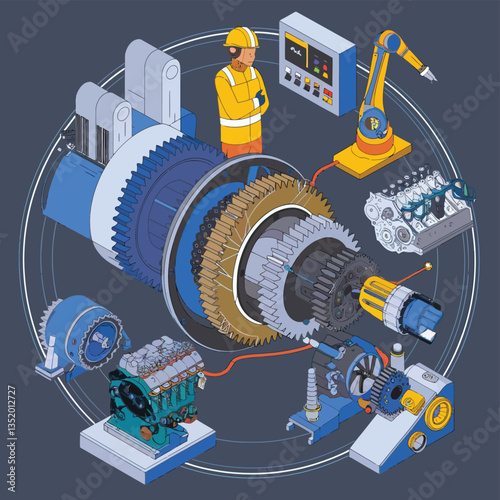 vector icons for robots, artificial intelligence, and the assistance provide in work and security 
