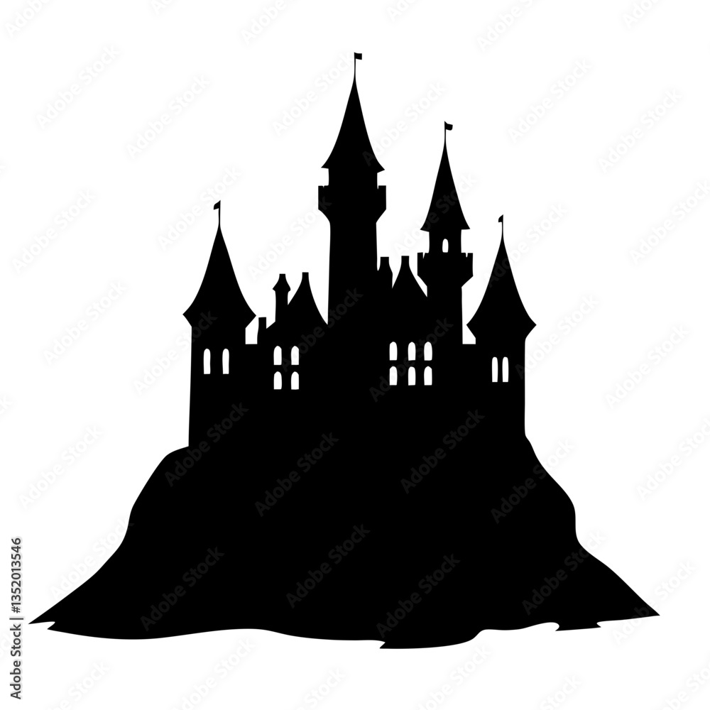 Obraz premium Enchanting Castle Silhouette Vector Illustration for Creative Design
