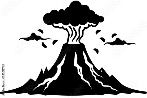 Exploding Volcano Eruption Vector Illustration for Nature and Education Graphic Design