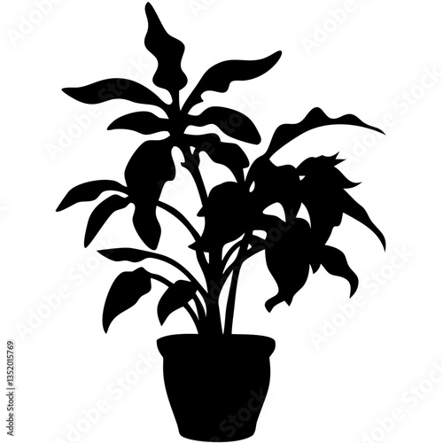 Potted Plant Silhouette Vector Art for Home Decor and Design Projects