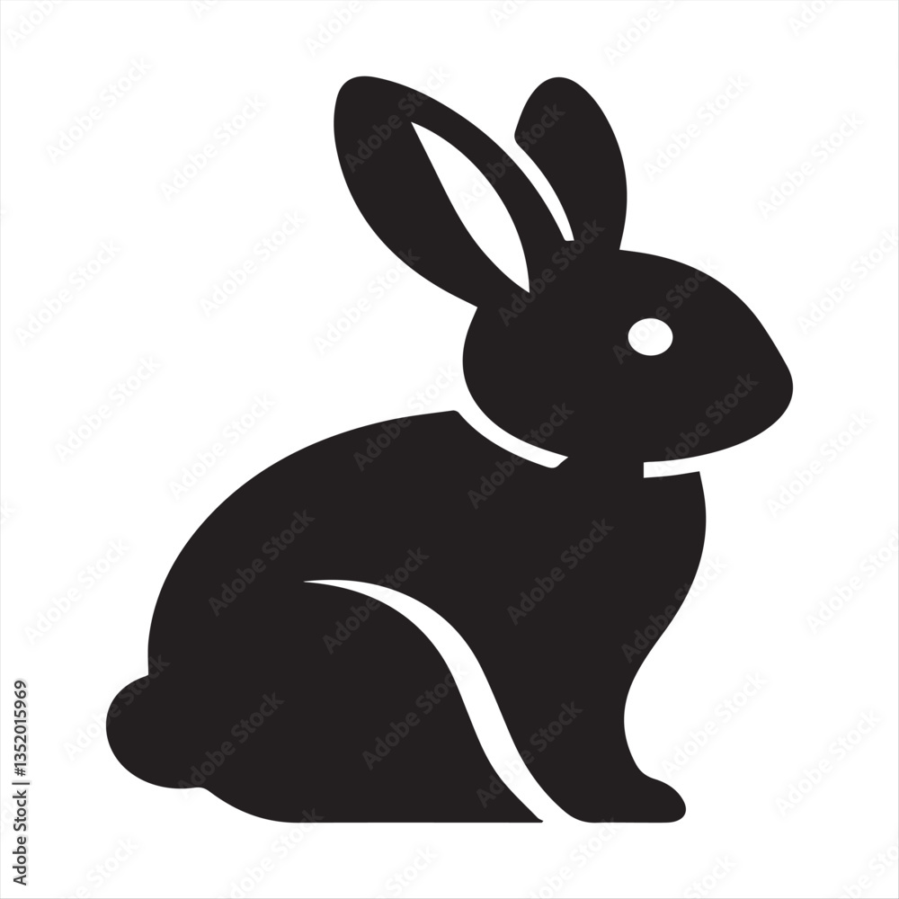 Obraz premium Minimalist Black and White Rabbit Silhouette Icon