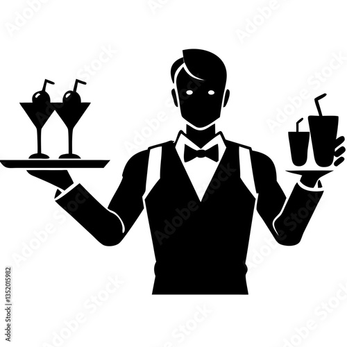 Stylish Bartender Serving Cocktails and Drinks for Menu Design and Hospitality Theme