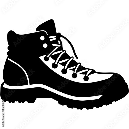 Silhouette Hiking Boot Vector Illustration for Outdoor Adventure Design