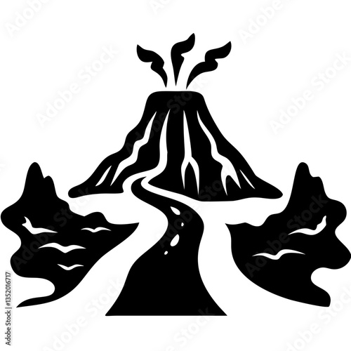 Volcano Eruption Vector Art for Posters and Tattoo Designs