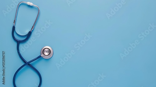A professional image of a stethoscope neatly arranged with ample copy space background, symbolizing healthcare and medical diagnostics.