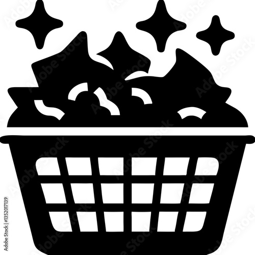 Sparkling Clean Laundry Basket Vector Illustration for Laundry Apps and Cleaning Services