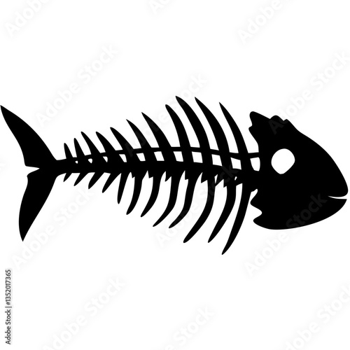 Fish Skeleton Silhouette Illustration for Tattoos and Graphic Design Projects