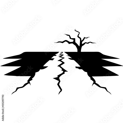 Cracked Earth with Barren Tree Vector Illustration for Disaster Theme Designs