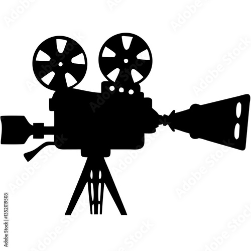 Vintage Film Projector Silhouette Vector for Retro Cinema Posters and Graphic Design
