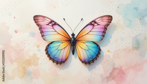 Colorful butterfly art nature digital painting vibrant background close-up view beauty