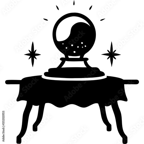 Mystical Crystal Ball on Table Vector Illustration for Esoteric Design and Tarot Concepts