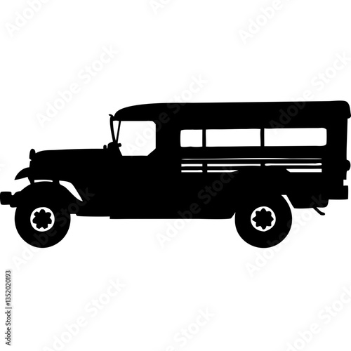 Vintage Jeepney Silhouette Vector for Design Retro Transportation Art
