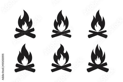 camp fire icon bonfire burning on firewood sign vector silhouette