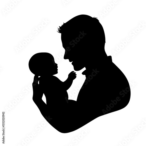 Father Holding Baby Silhouette Illustration Symbolizing Bond Family Love