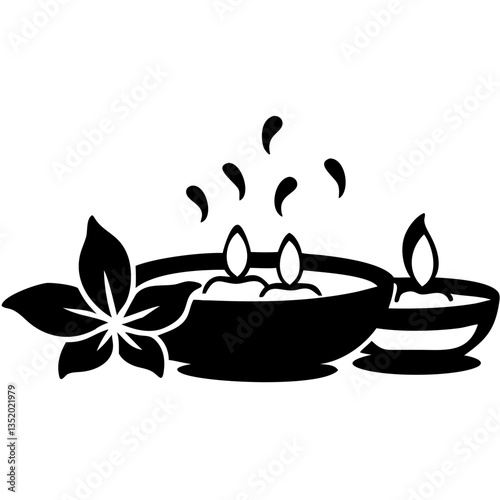 Aromatherapy Candle Vector with Flower Relaxation and Spa Design Element