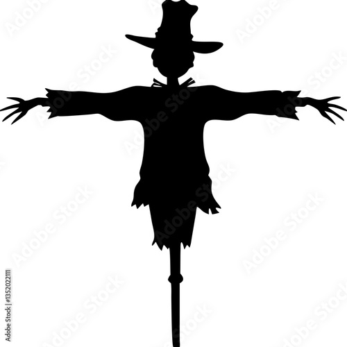 Silhouette of a Scarecrow Vector for Harvest Halloween Decorations