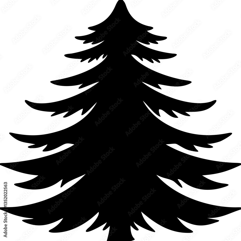 Obraz premium Silhouette of Evergreen Tree Vector Perfect for Nature Designs and Holiday Crafts