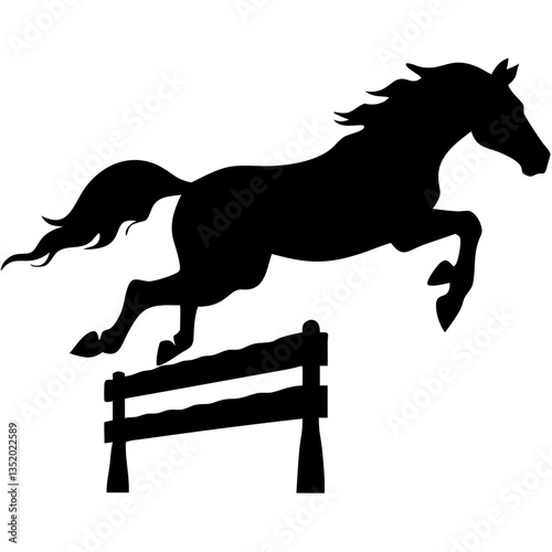 Silhouette of Horse Jumping Over Fence Equestrian Vector Art for Design Projects