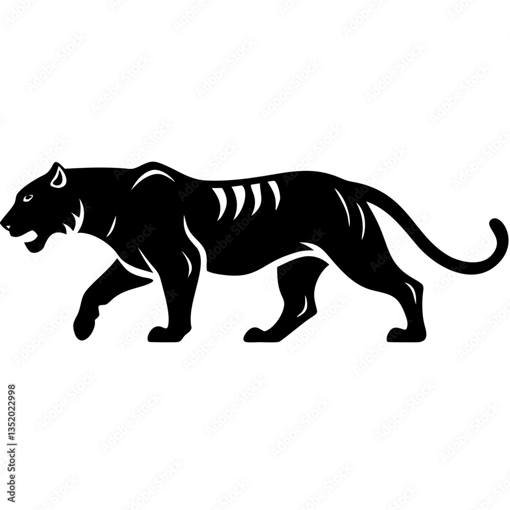 Obraz premium Striking Black Panther Silhouette Vector Art for Tattoo and Design Projects