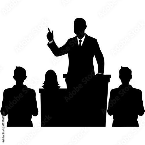 Business Presentation Silhouette Vector Professional Orator Conference Illustration