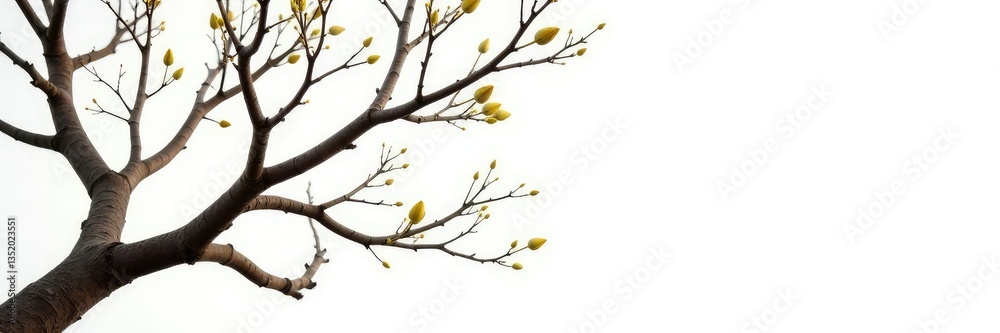 Fototapeta premium Thick, sturdy branches against a stark white backdrop, organic, natural, texture