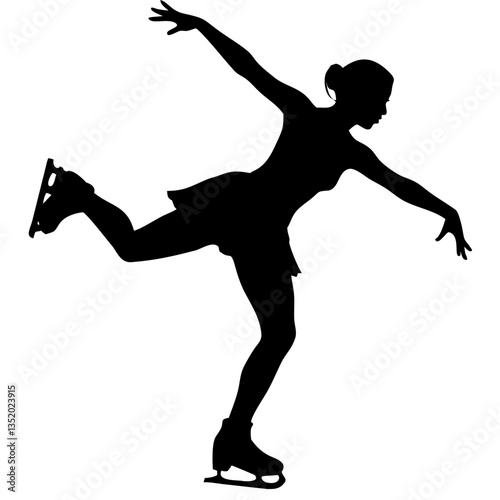 Figure Skater Silhouette Performing Graceful Ice Dance Vector Art