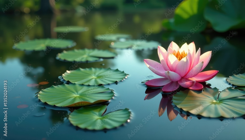 Water lilies forming a floral pattern on a still lake's surface, plants, nature Water lilies forming a floral pattern on a still lake's surface, plants, nature